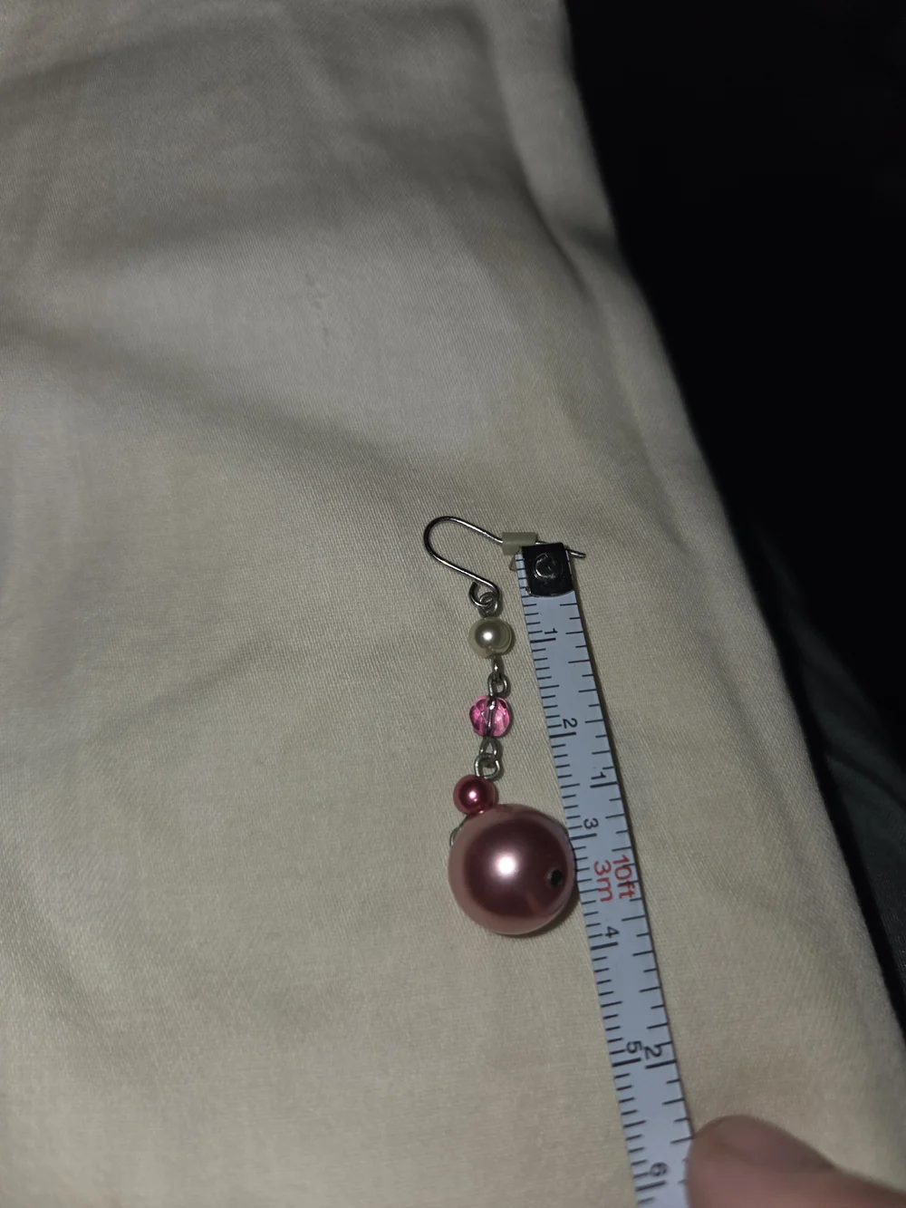 Pink and Cream Multi-Strand Faux Pearl Necklace with Earrings